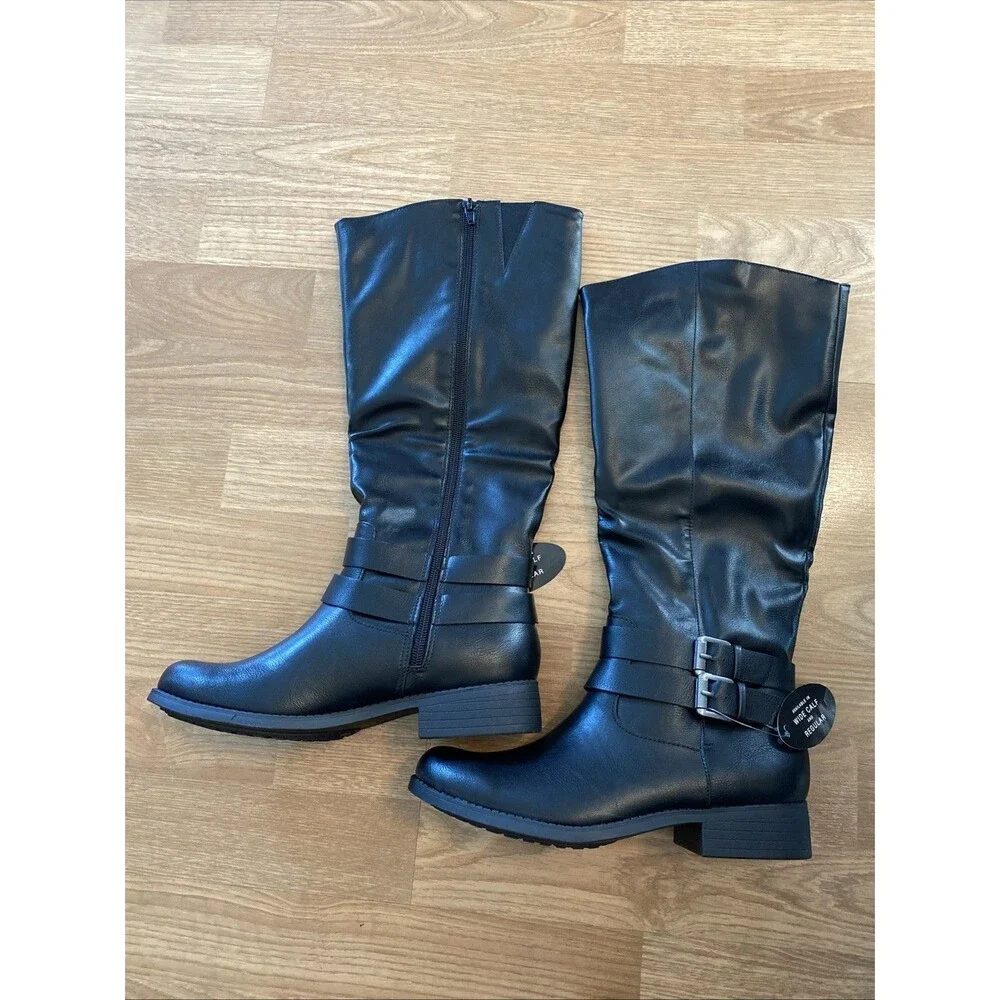 Style & Co. Black Tall Riding Boots with Buckles